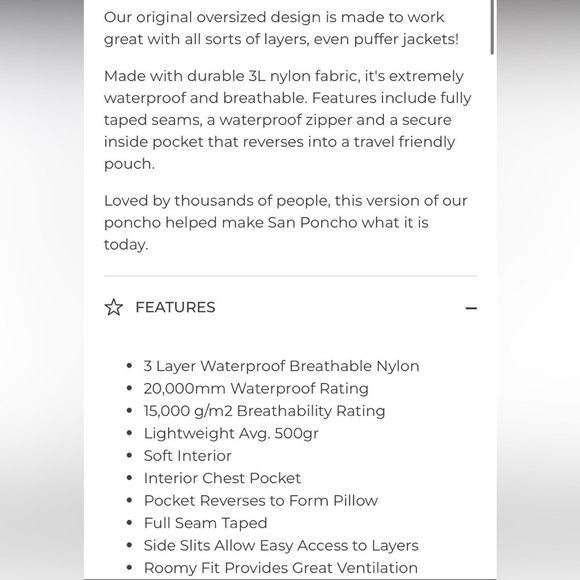 Unisex San Poncho Legacy Waterproof Jacket in Habanero - Picture 10 of 16